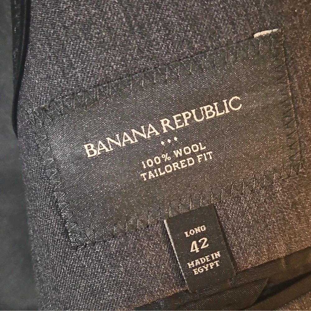 Banana Republic 42L Gray Wool Suit Jacket Tailored Fit 2-Button Notch Vent